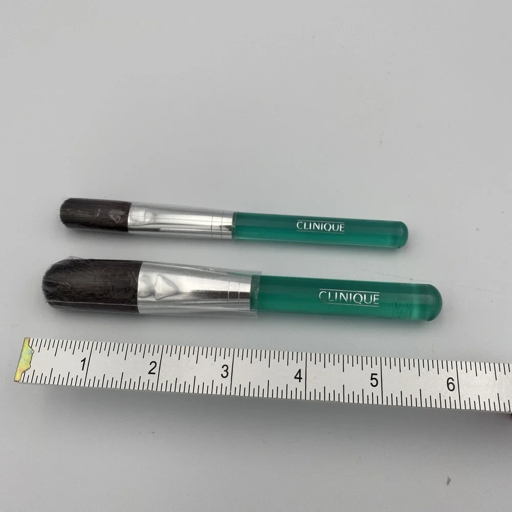 Vintage Clinique Makeup Brushes (2) Clear‎ Translucent Green Handles Rare